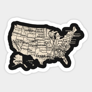 Vintage Map of USA Sticker